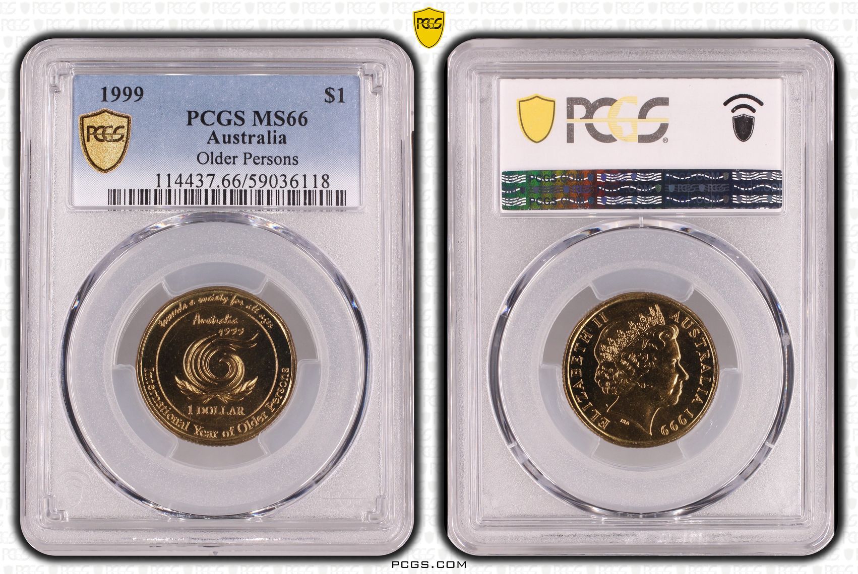 Older Persons, One Dollar, 1999, PCGS MS66