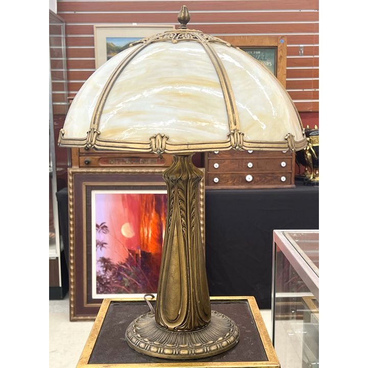 Antique Miller Caramel Slag Glass Table Lamp 20" x16"