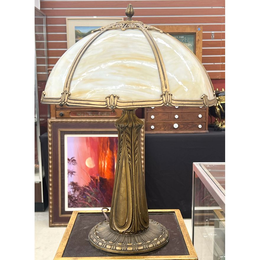 Antique Miller Caramel Slag Glass Table Lamp 20" x16"