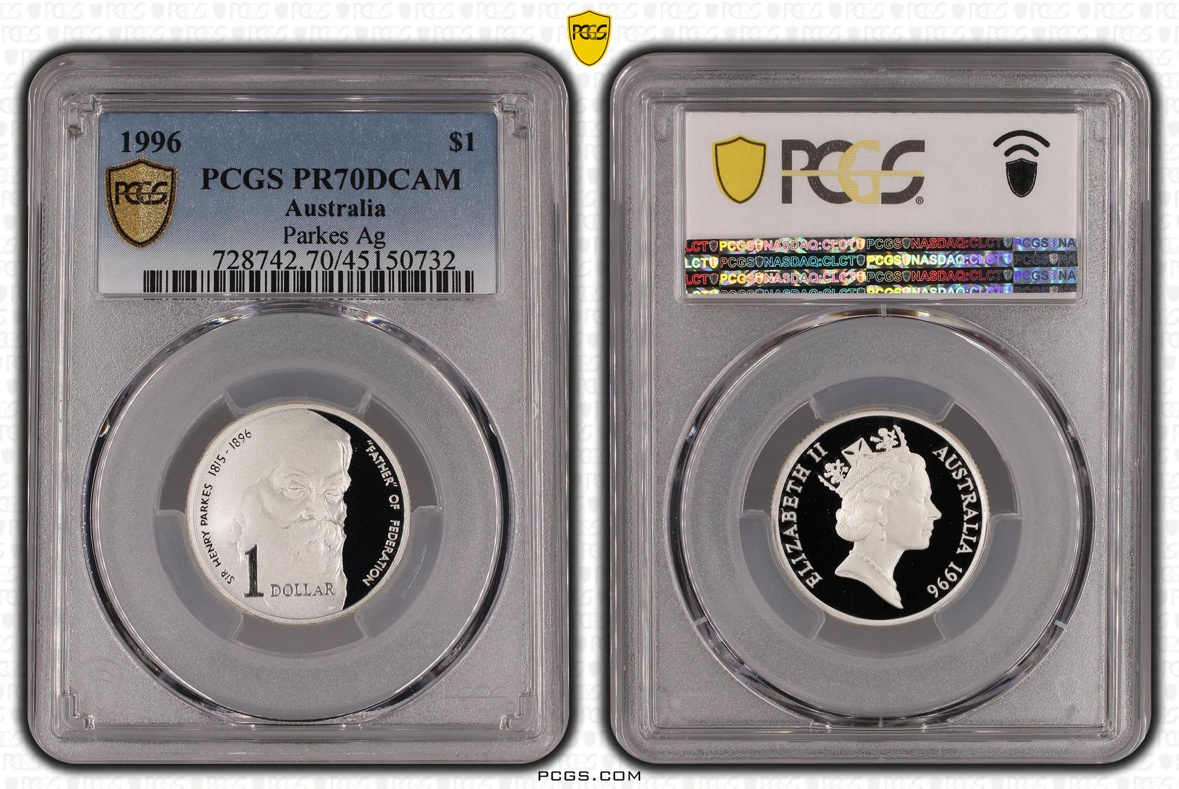 Elizabeth II, Parkes Silver, One Dollar, 1996, PCGS PR 70DCAM