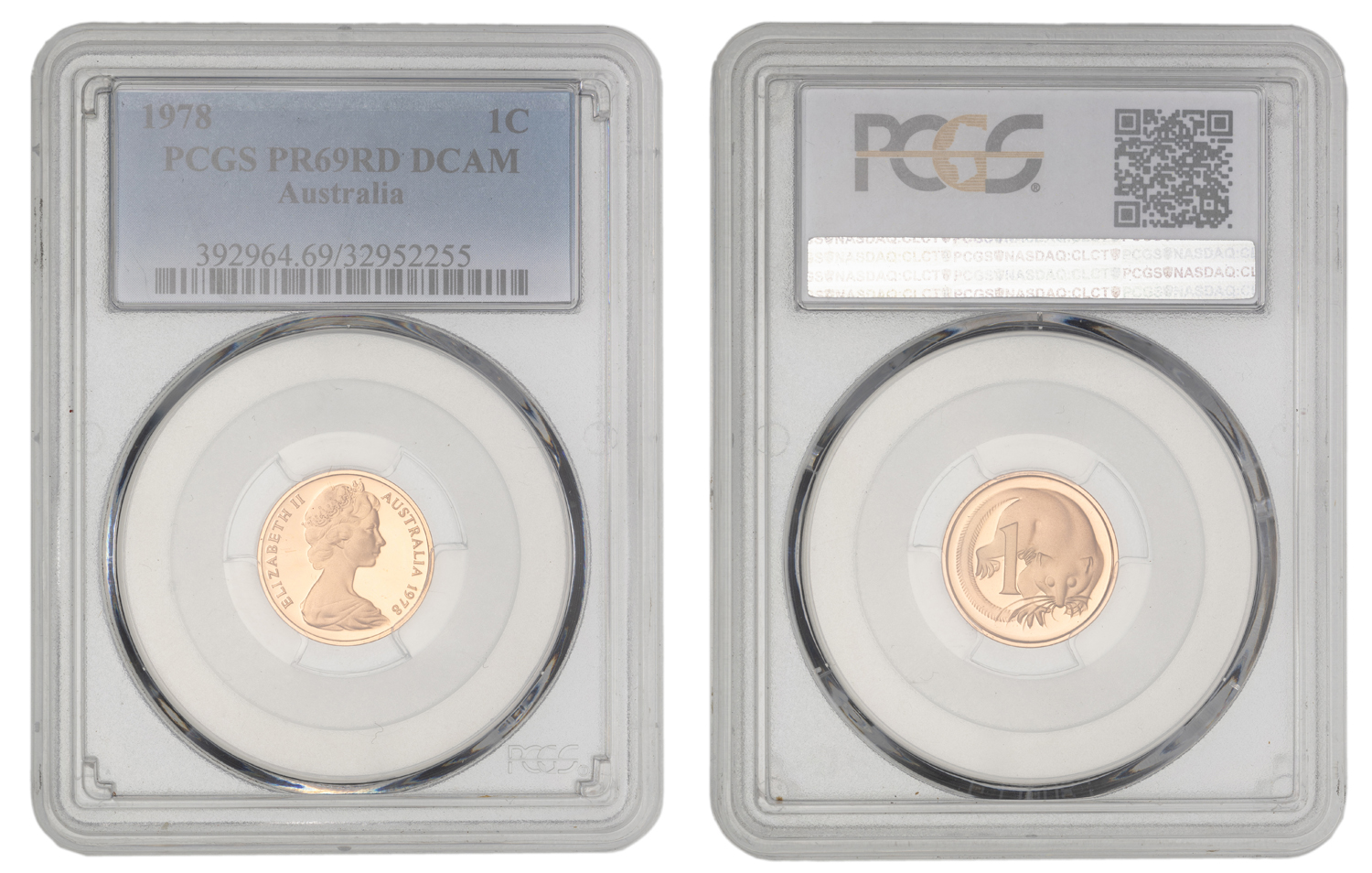 Elizabeth II, One Cent, 1978, PCGS PR69DCAM