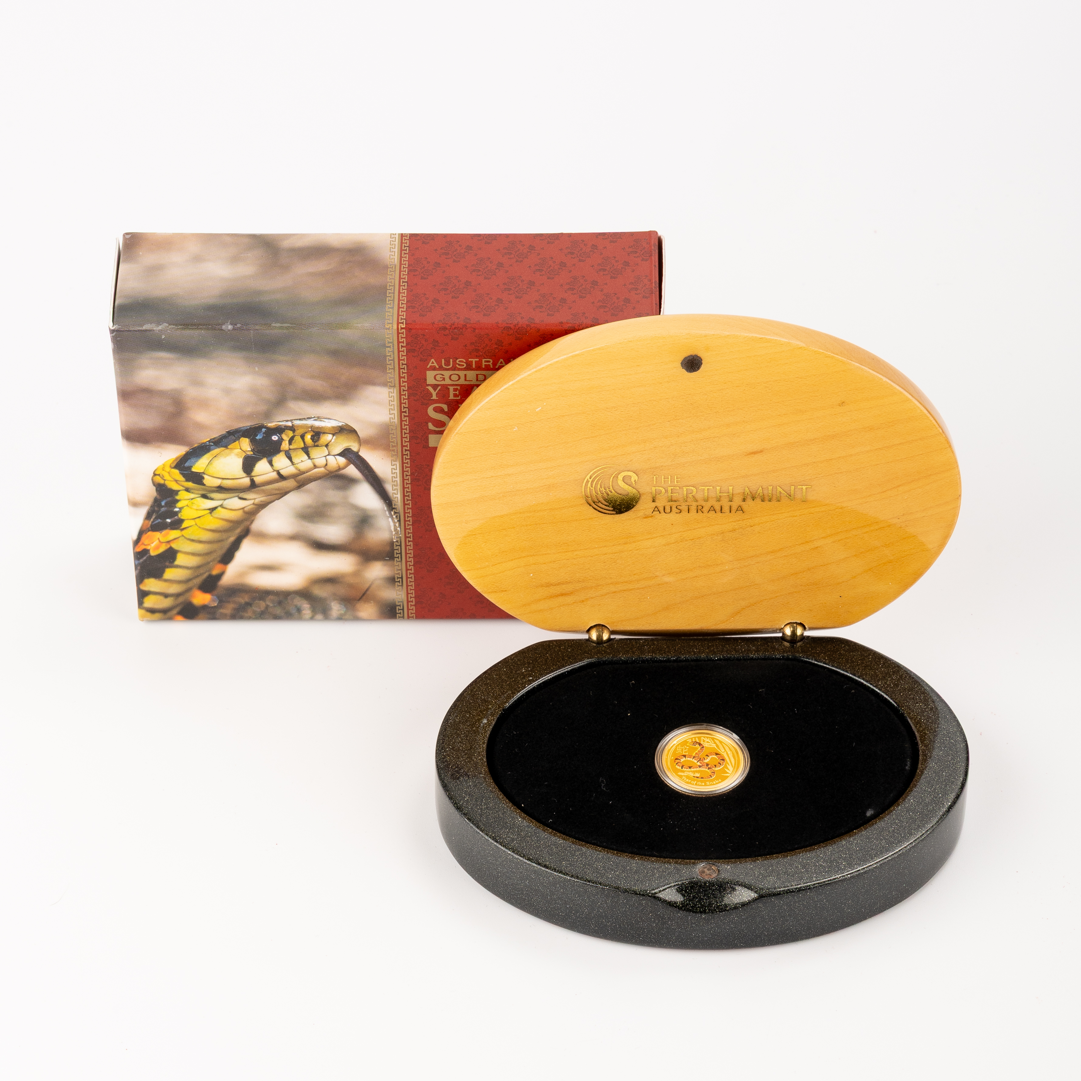 33 · Year of the Snake Coloured 1/10oz Gold Proof Coin, Fifteen Dollars, 2013