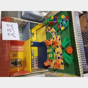 Marx Cardboard Doll house with outdoor accessories