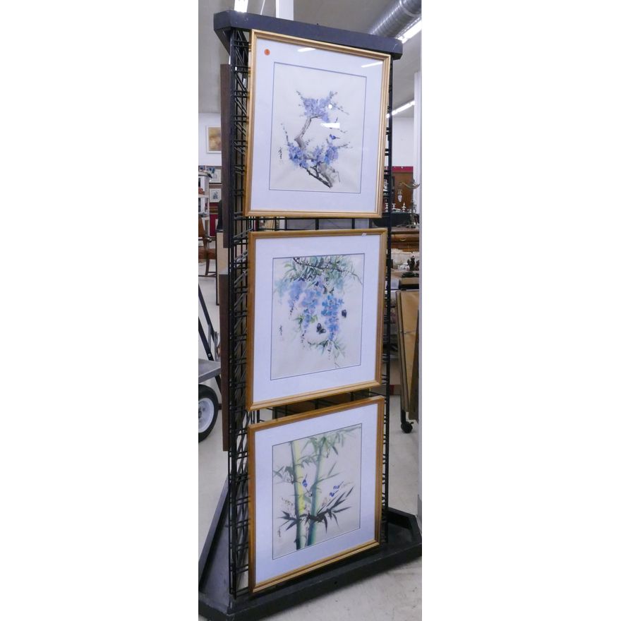 3pc Chinese Paintings on Silk Framed- 22x20'' each