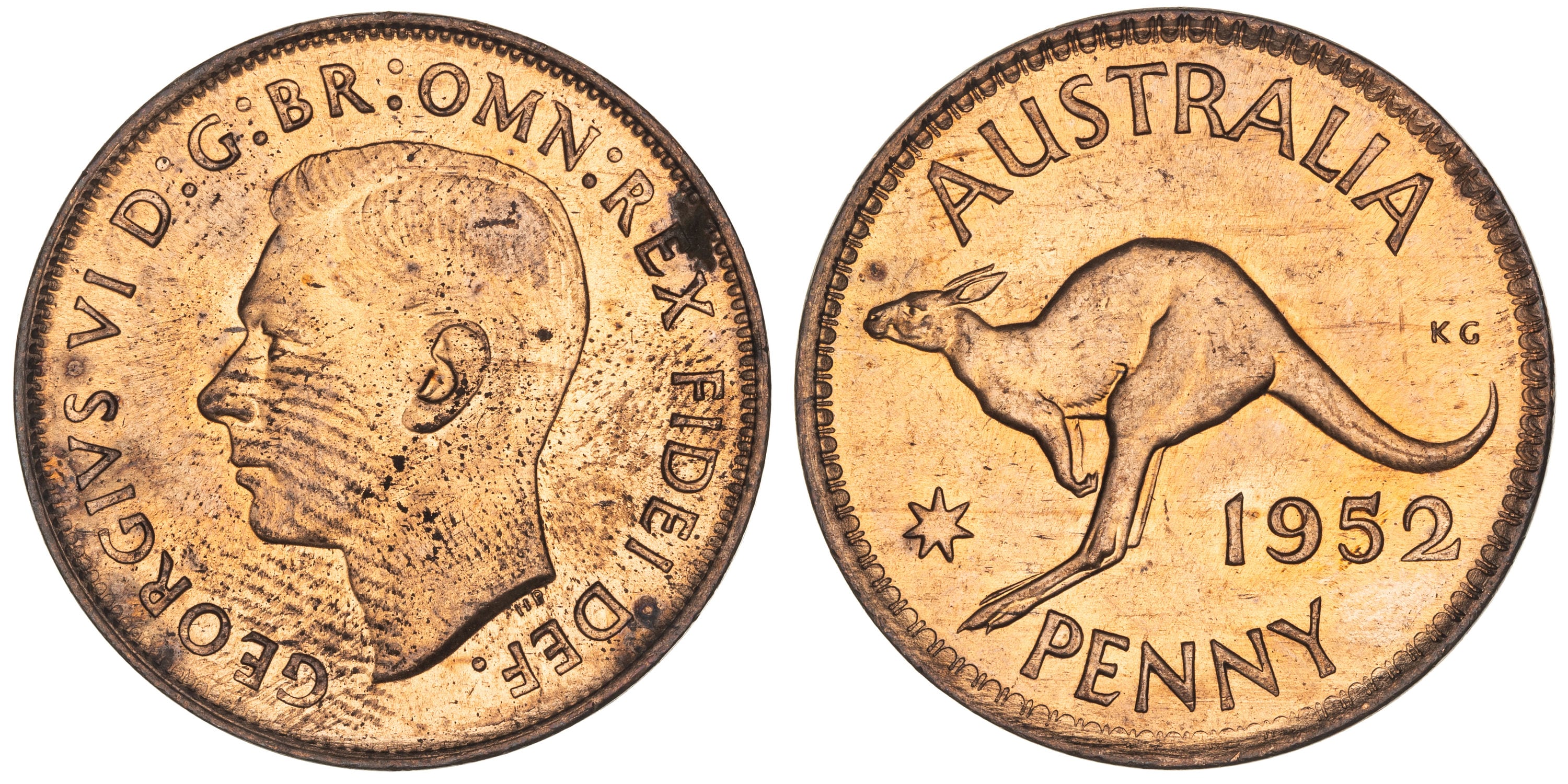 George VI, Penny, 1952, UNC