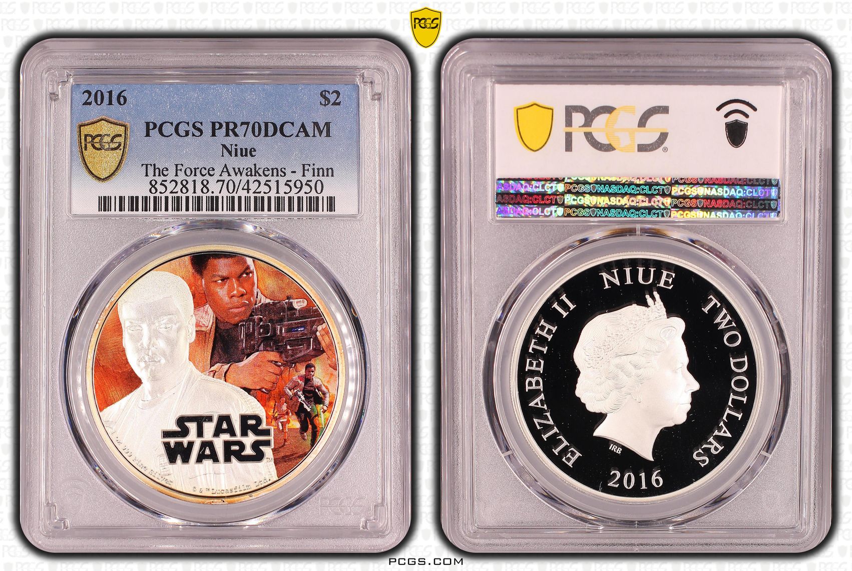 Niue, The Force Awakens - Finn, POP 2/0, Two Dollar, 2016, PCGS PR70DCAM