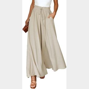 EVALESS WOMENS CASUAL WIDE LEG PANTS FLOWY ELASTIC DRAWSTRING WAIST PALAZZO PANTS WITH POCKETS SZ SMALL