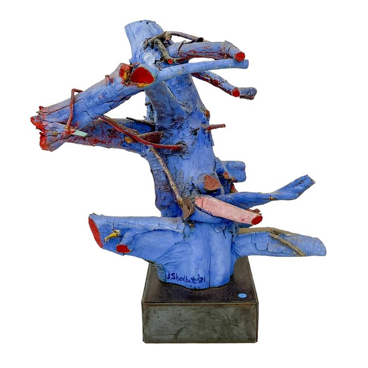 Jack Shadbolt ''Blue Torque'' 1981 Painted Wood Sculpture