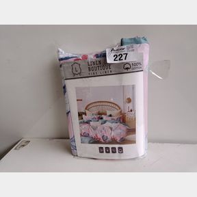 LINEN BOUTIQUE - DUVET COVER 200 TC 4 PIECE SET - LEAVES PINKPALETURQUOISE - PINKPALETURQUOISE - QUEEN -