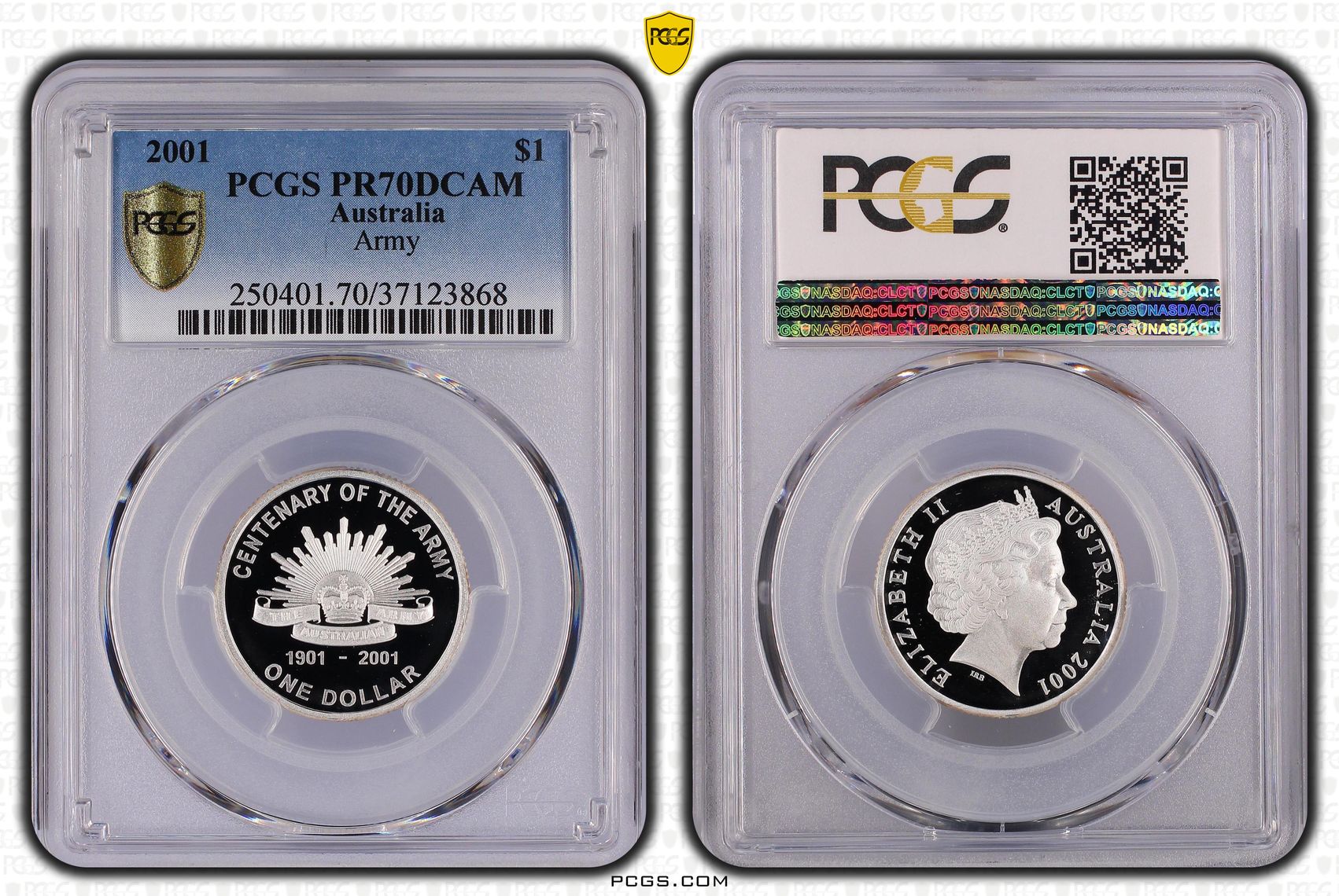 2001 Australia One Dollar, $1 Silver Army PCGS - PR70DCAM POP 9/0 -868