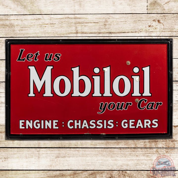 Let Us Mobiloil Your Car SS Porcelain Sign