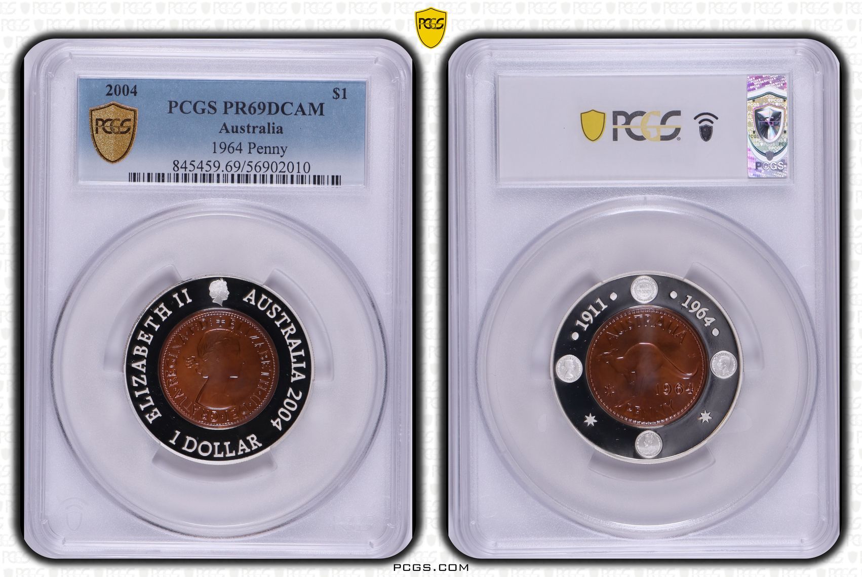 1964 Penny, One Dollar, 2004, PCGS PR69DCAM