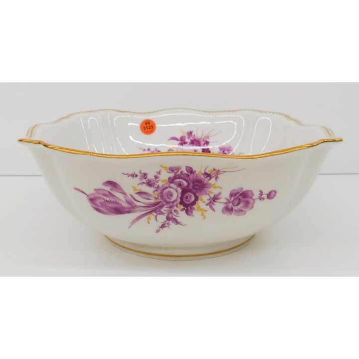 Meissen Pink Flower Porcelain Square Vegetable Serving Bowl- 11"