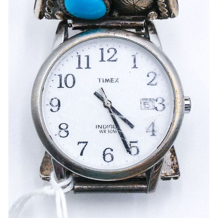 Men's Timex Wrist Watch with Navajo Sterling & Turquoise Lugs