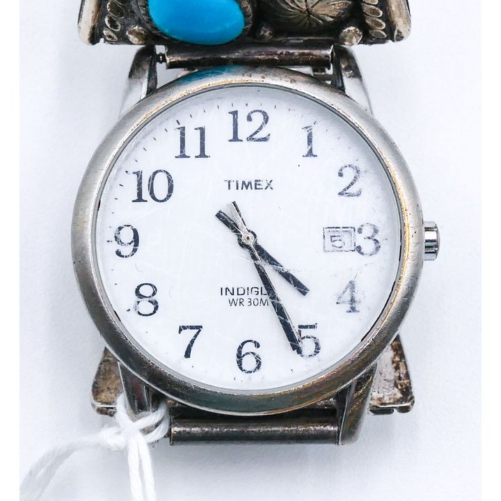 Men's Timex Wrist Watch with Navajo Sterling & Turquoise Lugs