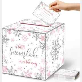 FUMETE 51 PCS WINTER DIAPER RAFFLE TICKETS WITH DIAPER RAFFLE CARD BOX FOR BABY SHOWER GAMES BOYS GIRLS GENDER REVEAL PARTY(WINTER