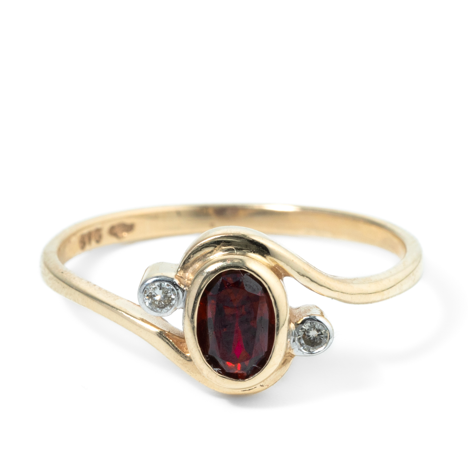 Diamond & Synthetic Ruby 9ct Gold Ring,