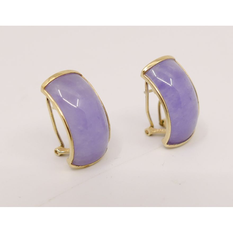 Pair 14K Lavender Jade Earrings- .75''- 5.6g