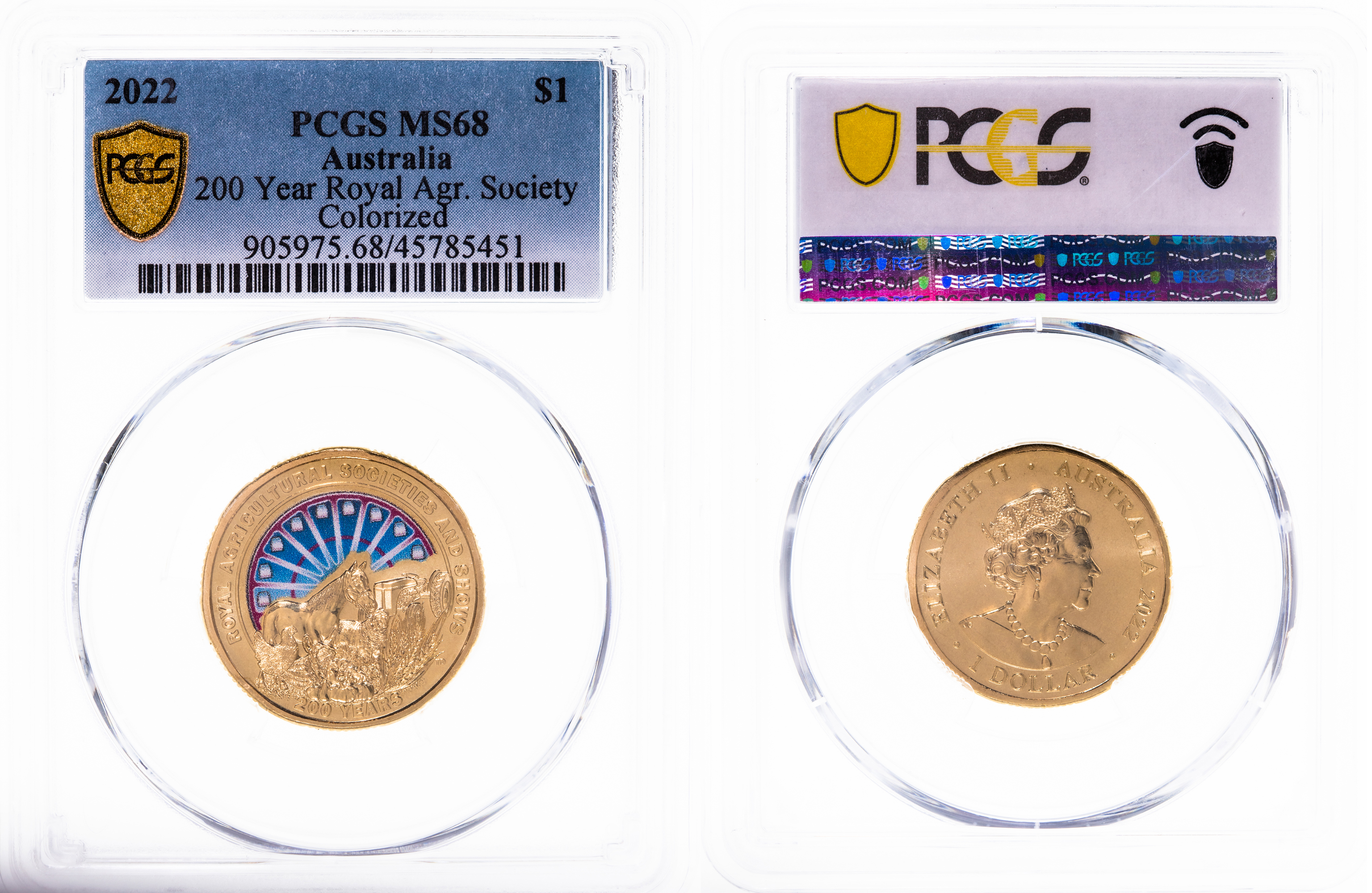 Elizabeth II, 200 Year Royal Agr. Society, One Dollar, 2022, PCGS MS68