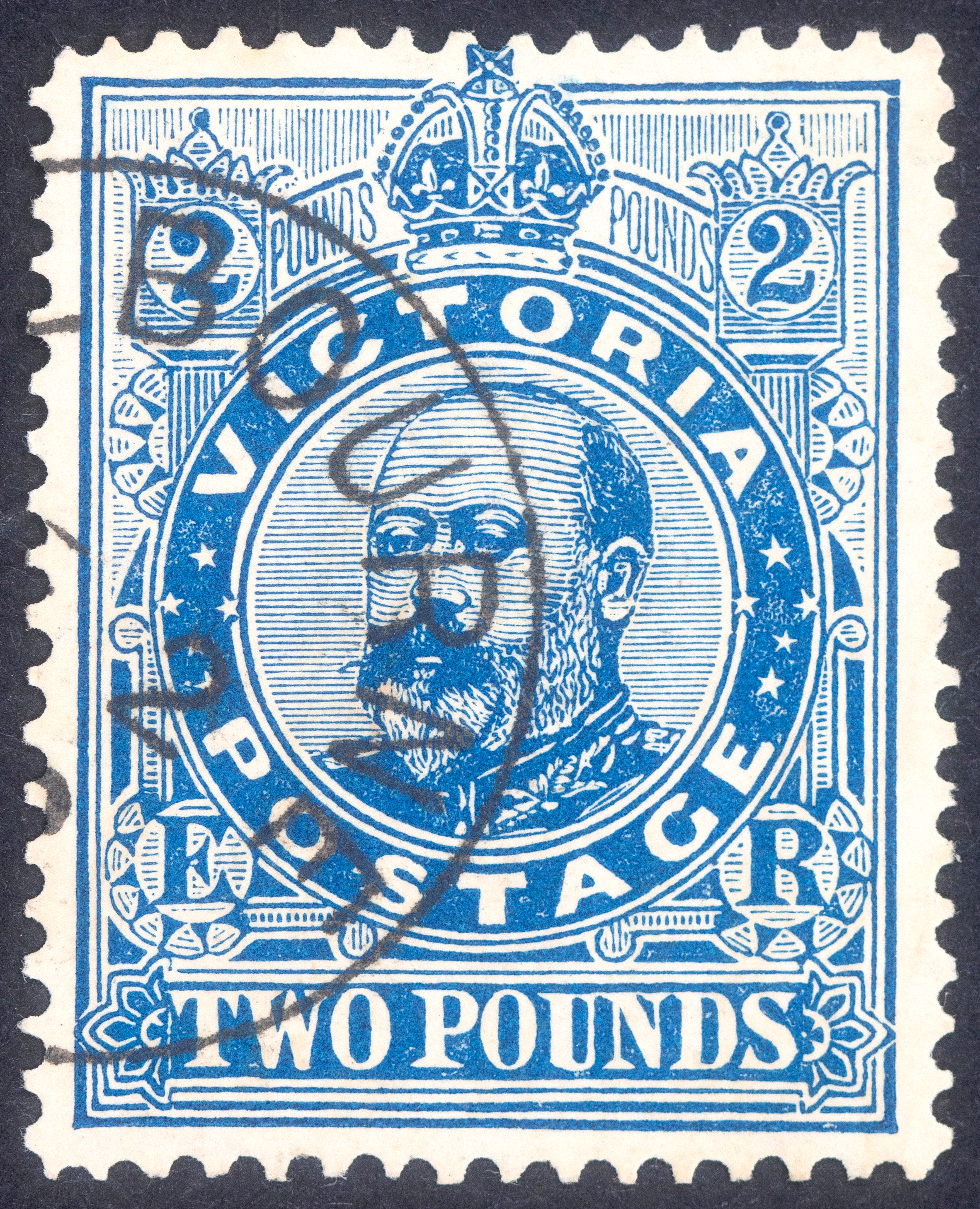 KEVII, Two Pounds, Deep Blue, 1902, Fine