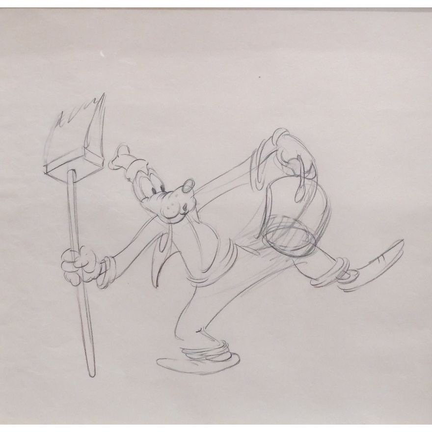 Walt Disney Studios 'Goofy' Original Production Drawing. Circa 1930's.