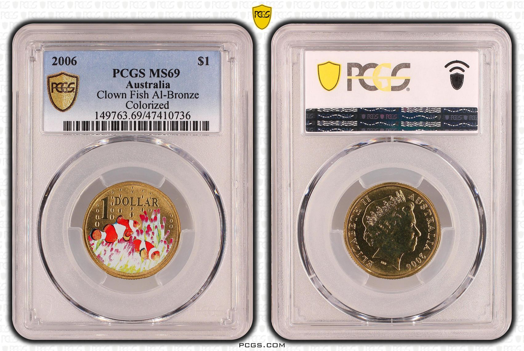 Elizabeth II, Clown Fish Al-Bronze, One Dollar, 2006, PCGS MS69