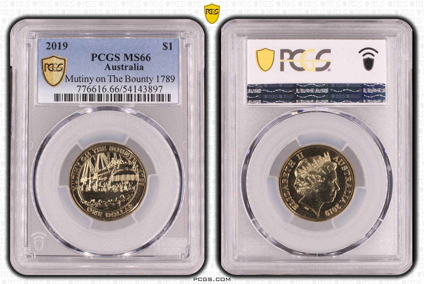 270 · Mutiny on The Bounty 1789, One Dollar, 2019, PCGS MS66