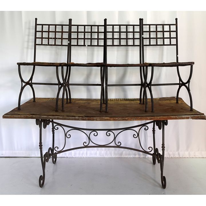 METAL TABLE BASE AND 4 METAL CHAIR FRAMES