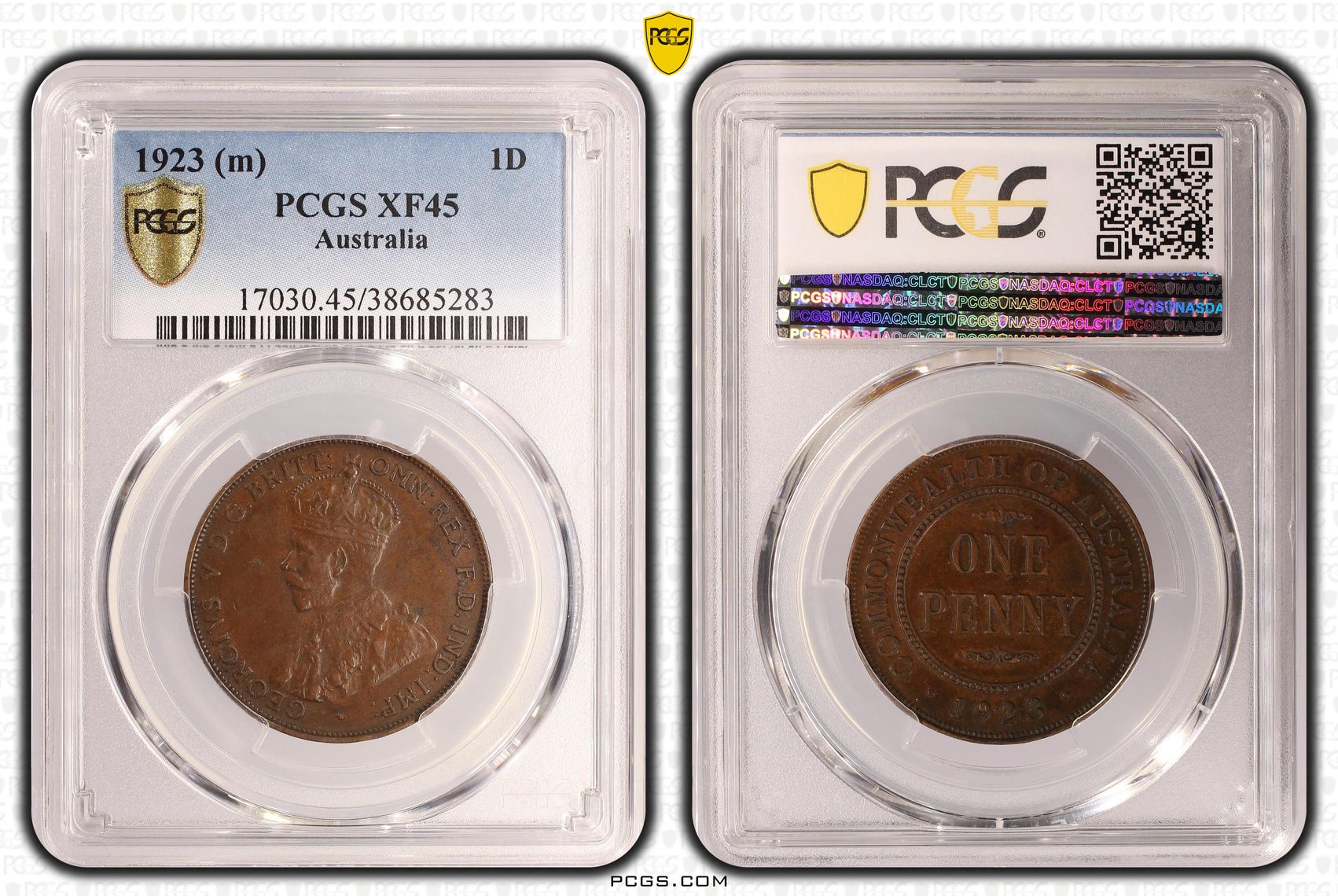 Penny, 1923, PCGS XF45BN
