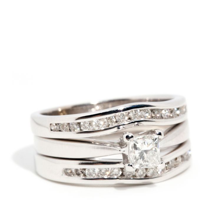 18 Carat White Gold Diamond 3 Ring Set