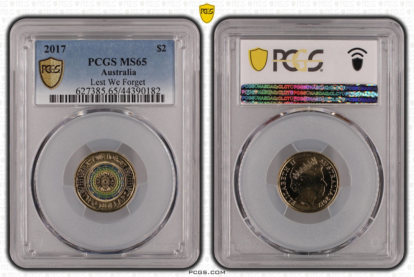 2017 Australia Two Dollar, $2 Lest We Forget PCGS - MS65 -182