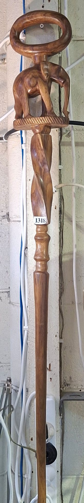 1318 · CARVED ELEPHANT WALKING STICK