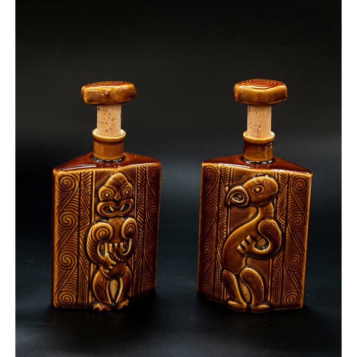 Parker Potteries - A pair of Lincoln Wines bottles