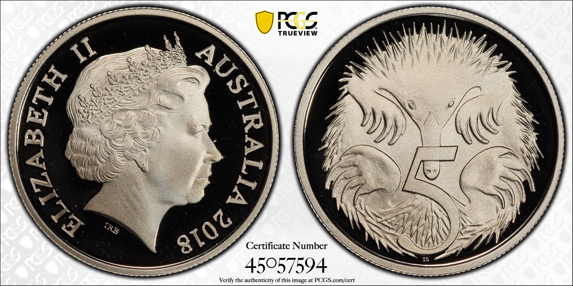 2018 Australia Five Cent, 5c PCGS - PR70DCAM POP 52/0 -594
