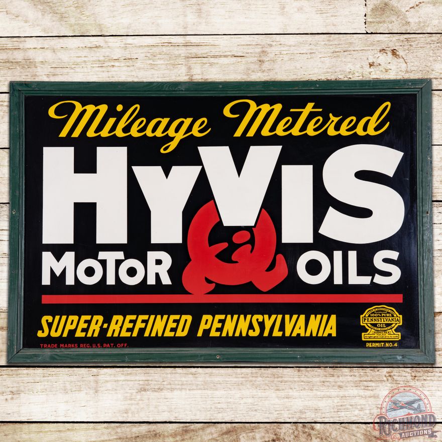 NOS Hyvis Mileage Metered Motor Oil SST Sign - 9.25