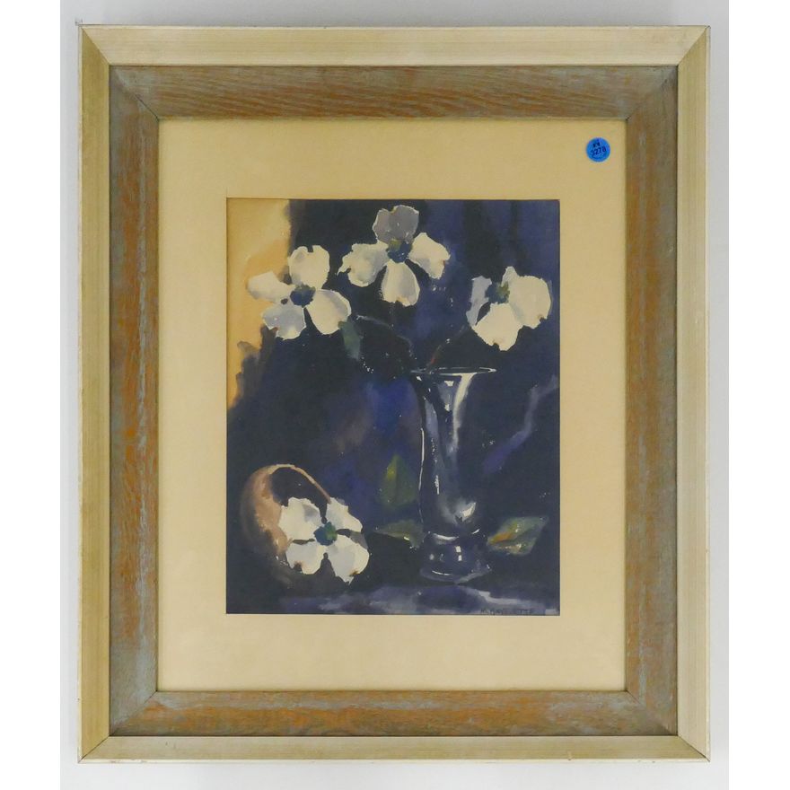 Max Hayslette Floral Still Life Watercolor Framed 22''x19''