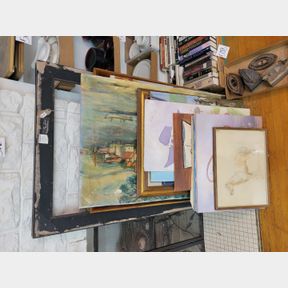 Large assortment of canvas paintings and wall d�cor