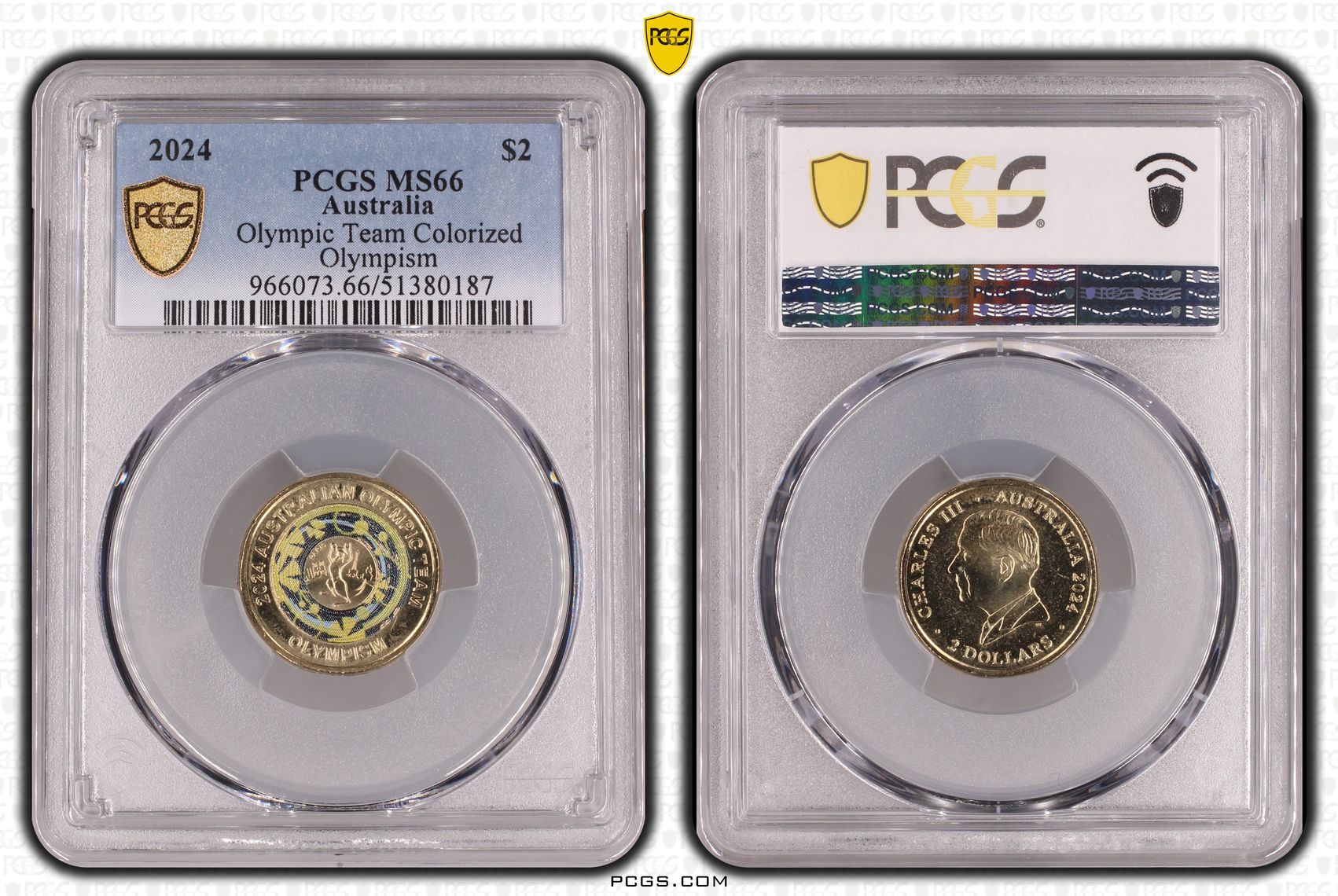 Olympic Team Colorized Olympism, Two Dollar, 2024, PCGS MS66