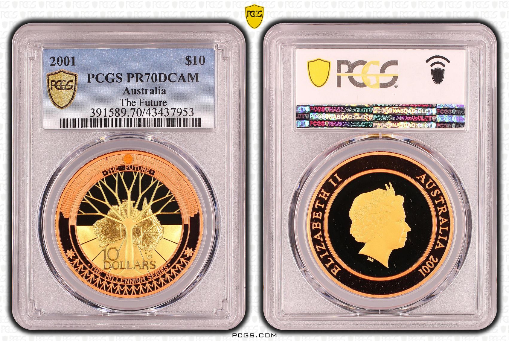 Elizabeth II, Silver, The Future, Ten Dollar, PR70DCAM , 2001 PCGS POP - 14/0