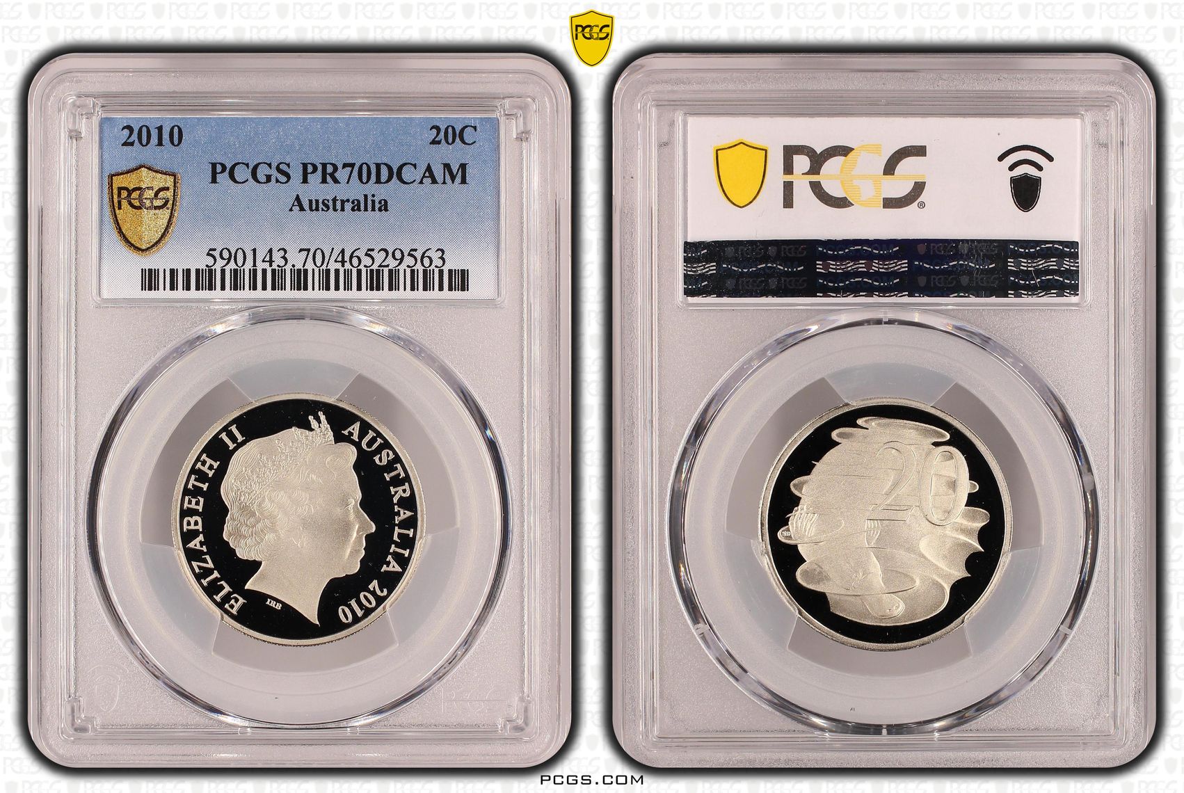 Elizabeth II, Twenty Cent, 2010, PCGS PR70DCAM