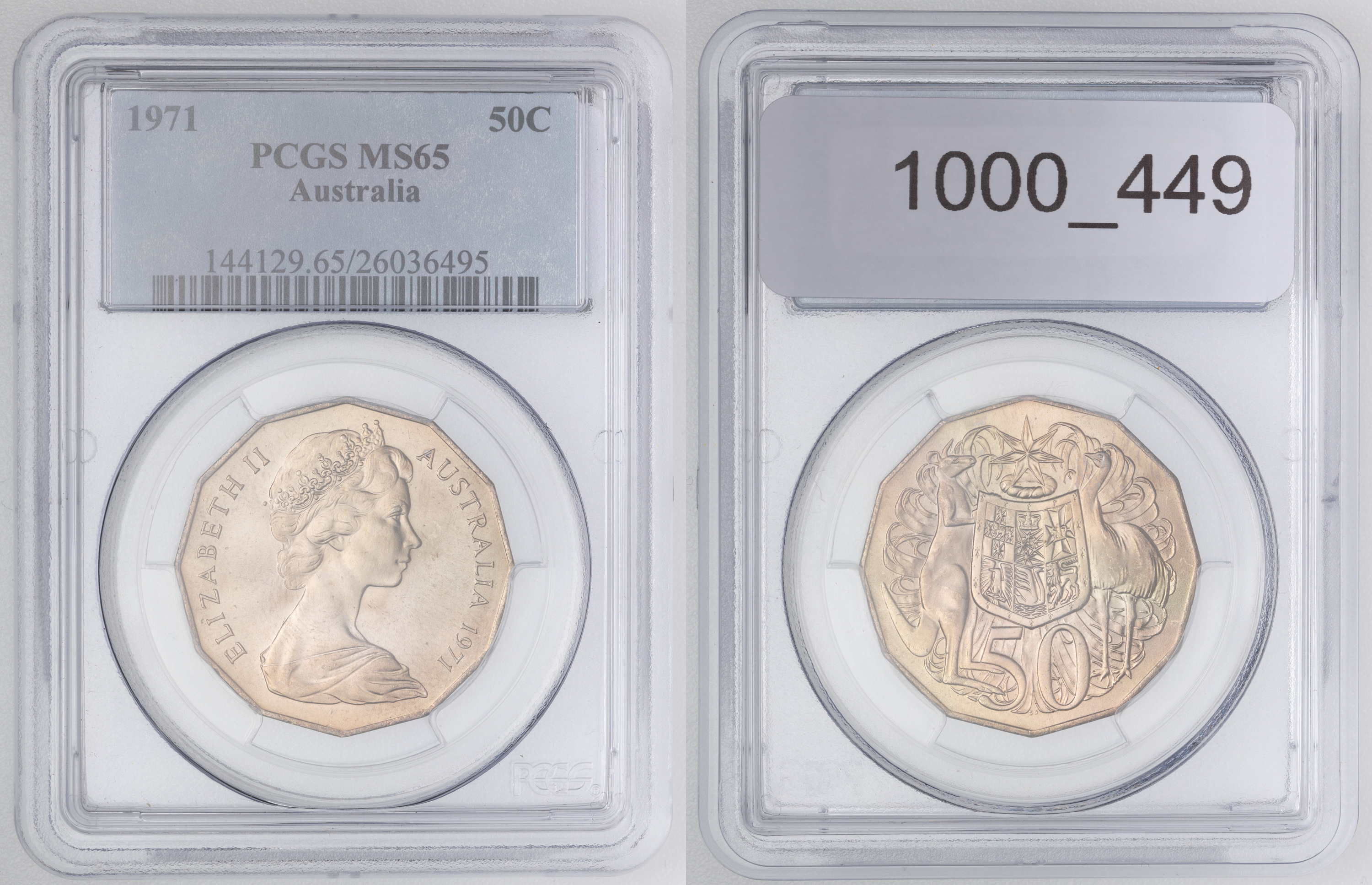Elizabeth II, Fifty Cent, 1971, PCGS MS65