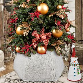 SHENG HONG 22 INCH CHRISTMAS TREE COLLAR CHRISTMAS TREE SKIRTS TREE RING CHRISTMAS DECORATIONS FOR PARTY HOLIDAY HOME DECORATION
