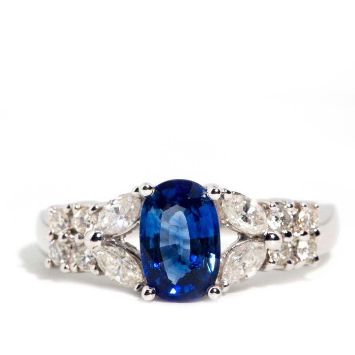 1.19 Carat Ceylon Type Sapphire & Diamond Ring,