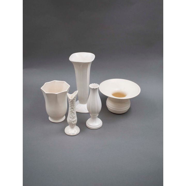 Crown Lynn Potteries - A selection of five white slip-cast ceramics