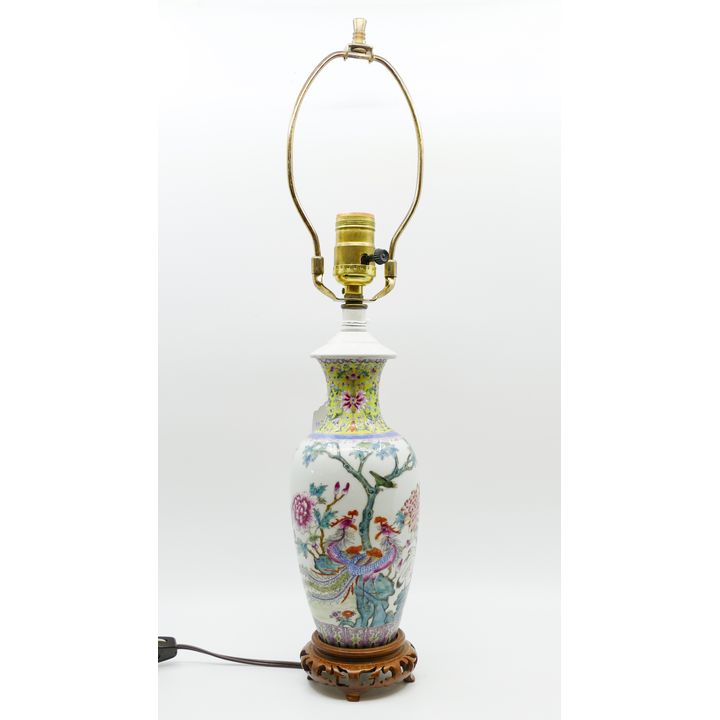 Chinese Republic Phoenix Vase Table Lamp 21''
