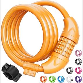 Titanker Bike Lock, Bicycle Lock 4 Feet Cable Lock 1/2 Inch Resettable Bike Lock Combination with Mounting Bracket,