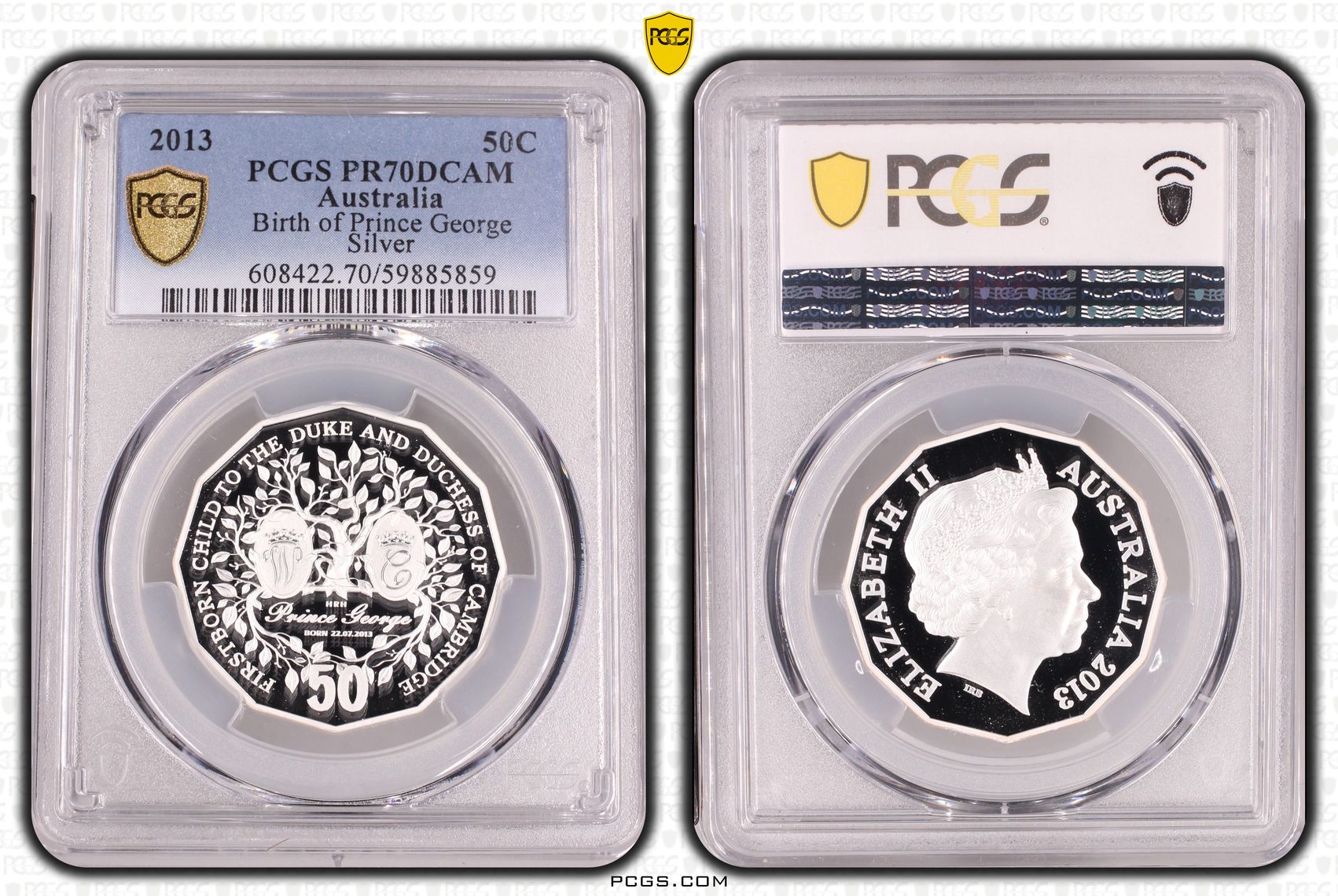 Birth of Prince George Silver POP 10/0, Fifty Cent, 2013, PCGS PR70DCAM