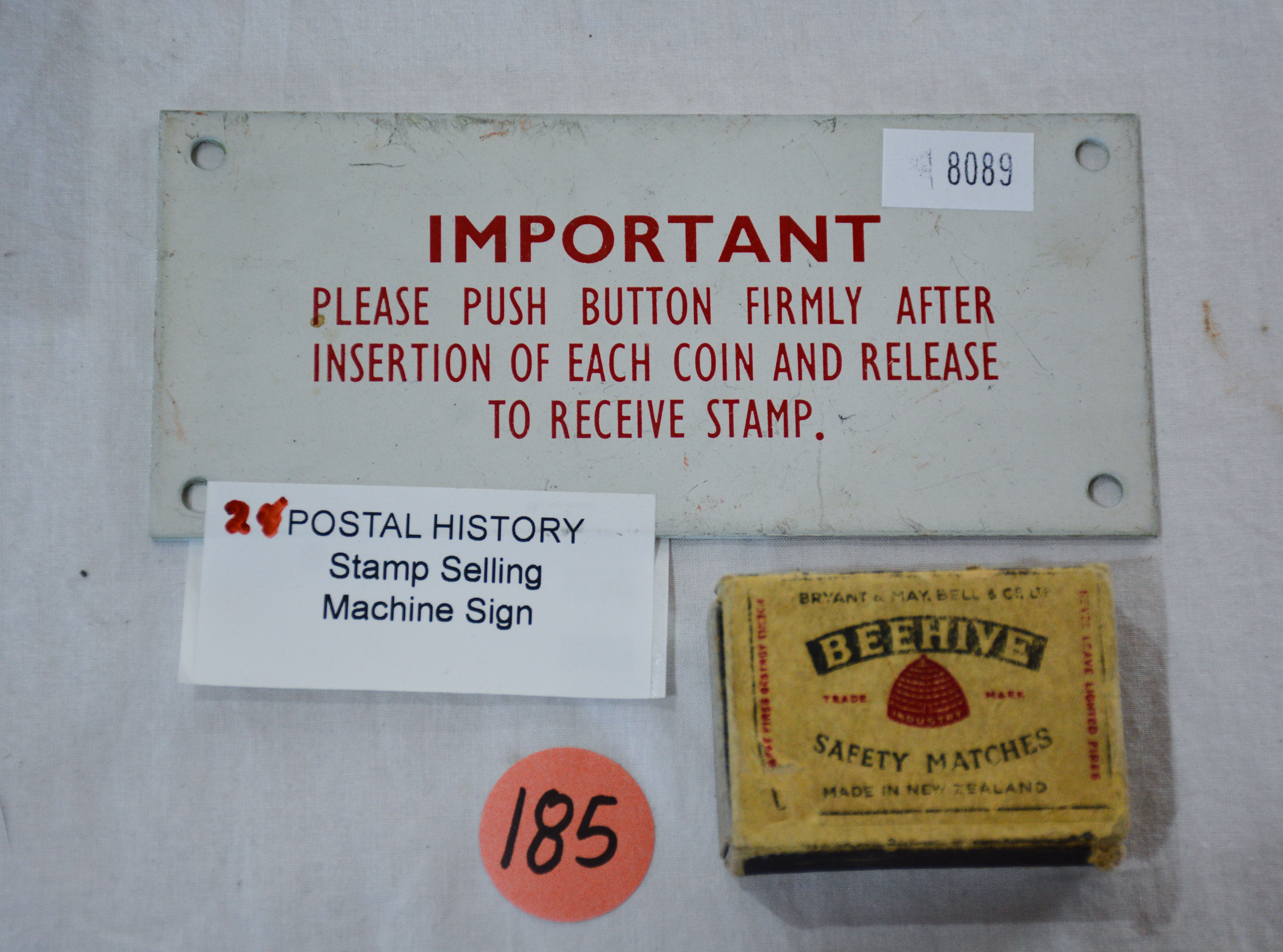 Postal History Stamp Selling Machine Sign — NZ auction result