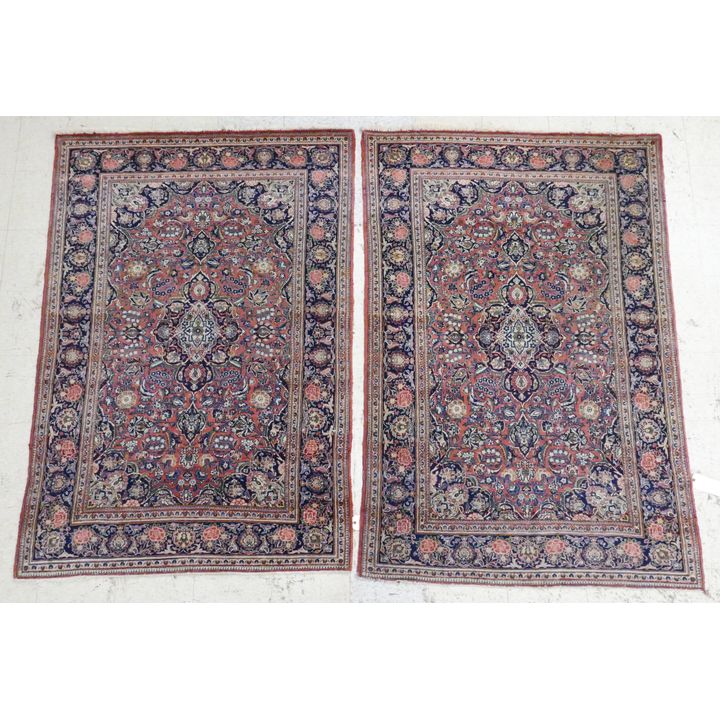 Pair of Semi Antique Persian Kashan Rugs