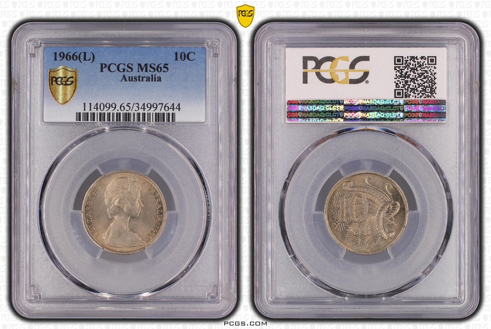 Ten Cent, 1966(L), PCGS MS65